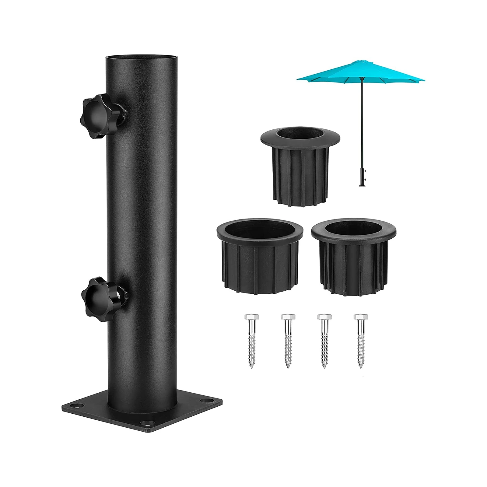 Guarda-chuva Base Stand Tubo Substituição Parasol Aço Heavy Duty Stands Bases Deck para Gramado Verão Praia Quintal Varanda Pontões