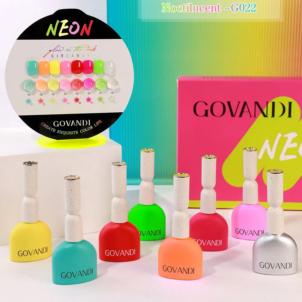 8 個発光ジェルネイルポリッシュセットダーク蛍光 UV LED ジェルとカラーサンプル半永久ソークオフジェルワニス 15 ミリリットル