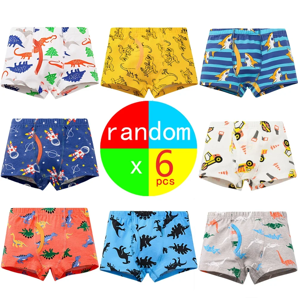 1/3/6 Pcs Boys Boxer Briefs Sets Clothes 2026 New Kids Cotton Underwear Boy Underpants Teenager Dinosaur Print Children Panties
