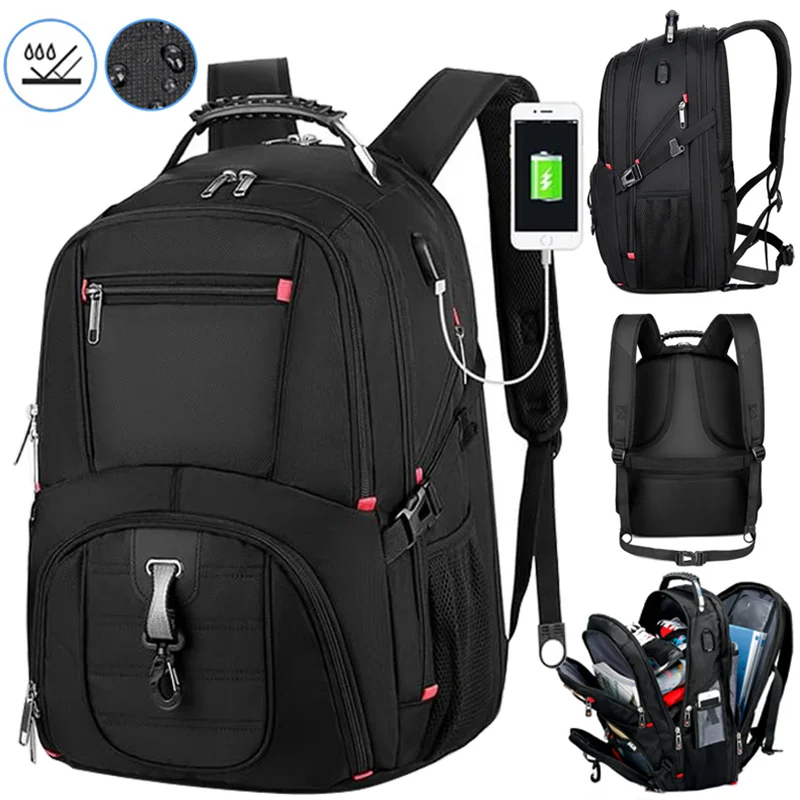 QUKAM Large Capacity 40L Multifunction Men Bag Fashion Travel Usb Charging Waterproof 17 Inch Laptop Tablet Backpack Mochila