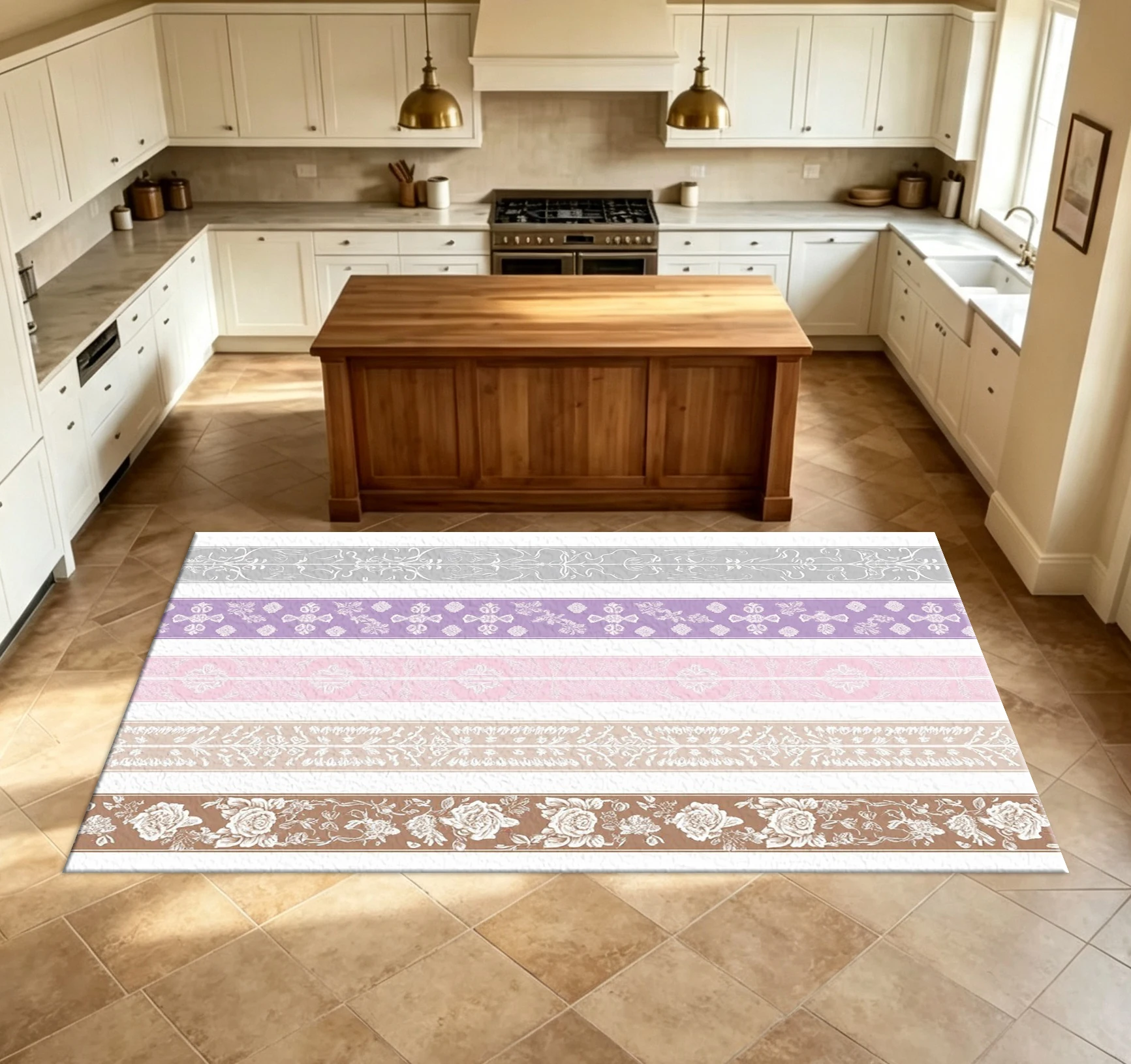 Multi-Color Vintage Lace Border Carpet Flooring Elegant Decorative Floor Rug for House