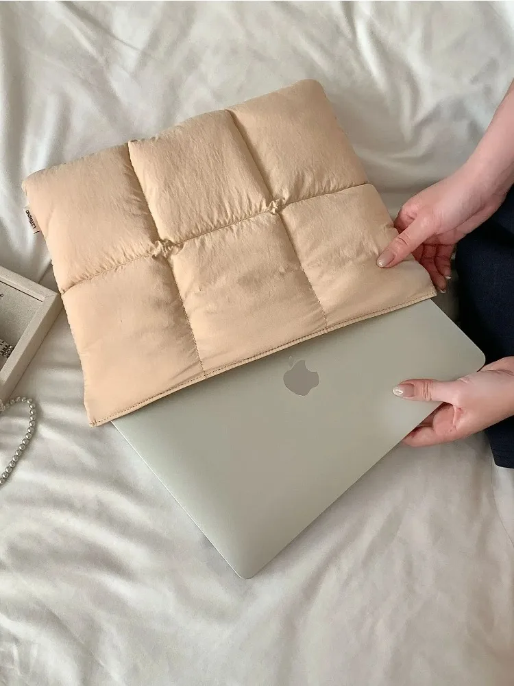Korean Laptop Sleeve Puffy Laptop Cover 13.3 14 15 15.6 Inch Macbook Case for MacBook Dell Samsung Huawei LG Cute Computer Bag