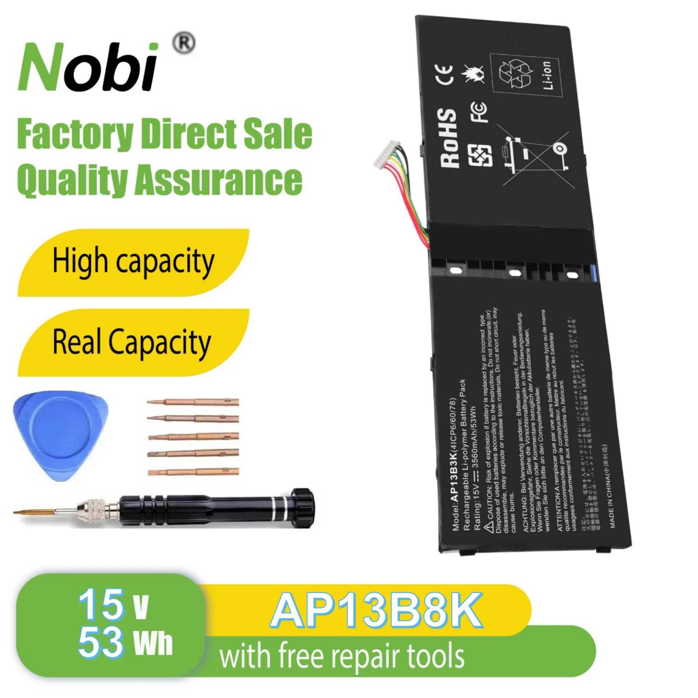 

Nobi AP13B8K 41CP6/60/78 KT.00403.01 TIS 2217-2548 KT.00403.013 KT.00403.015 KT.00403.018 battery for Acer Aspire M5-583