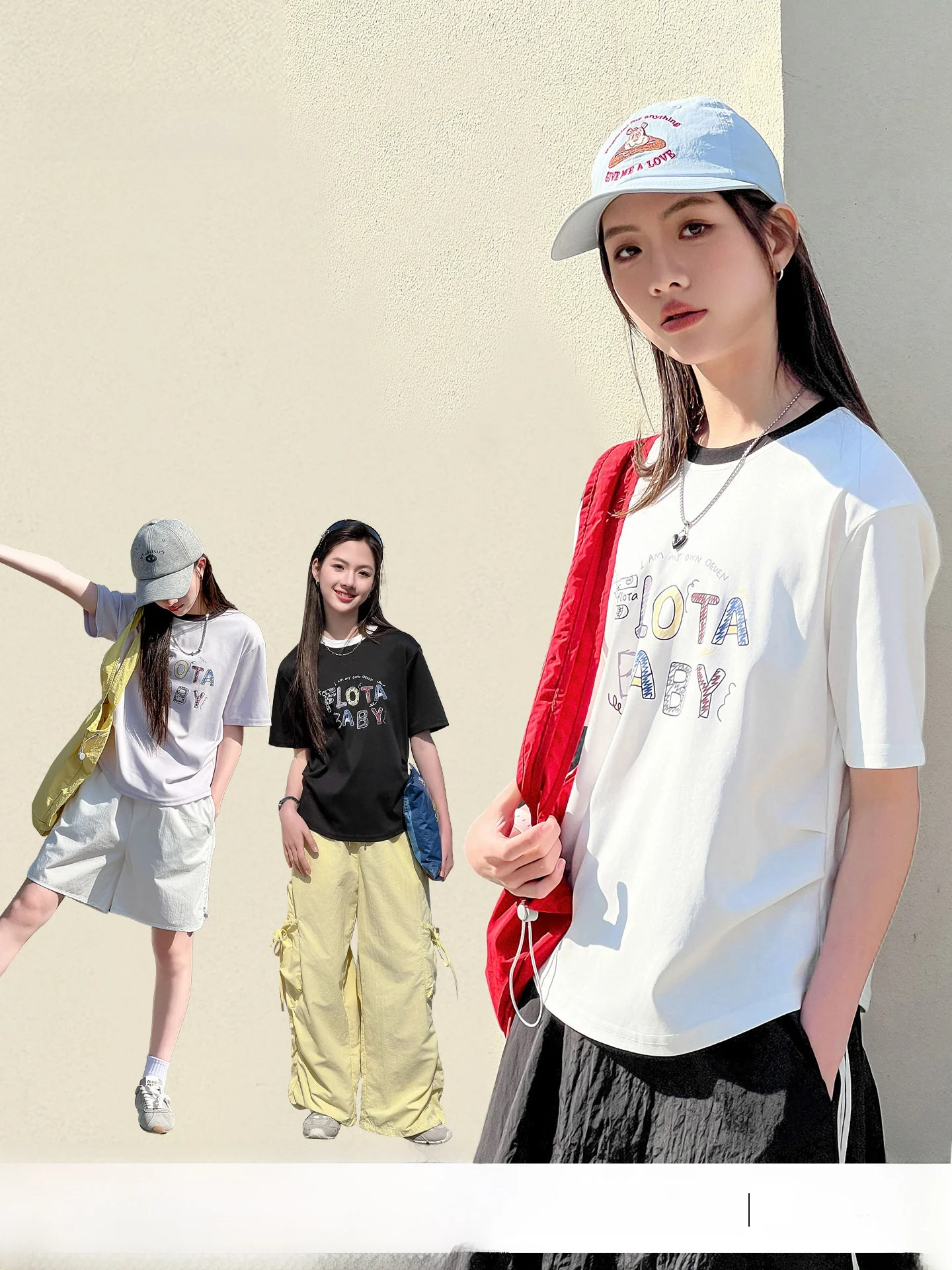 ゆったりとしたラウンドネック半袖tシャツ-女の子用-夏の新作-コットンポリエステル混紡-プリント入り-カジュアルトップス-ティーン・トゥイーン向け