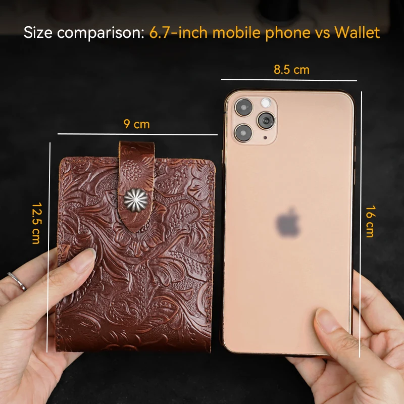 Men's Genuine Leather Wallet Head Layer Cowhide Retro Casual Vertical Multi-Function Money Bag Money Clips