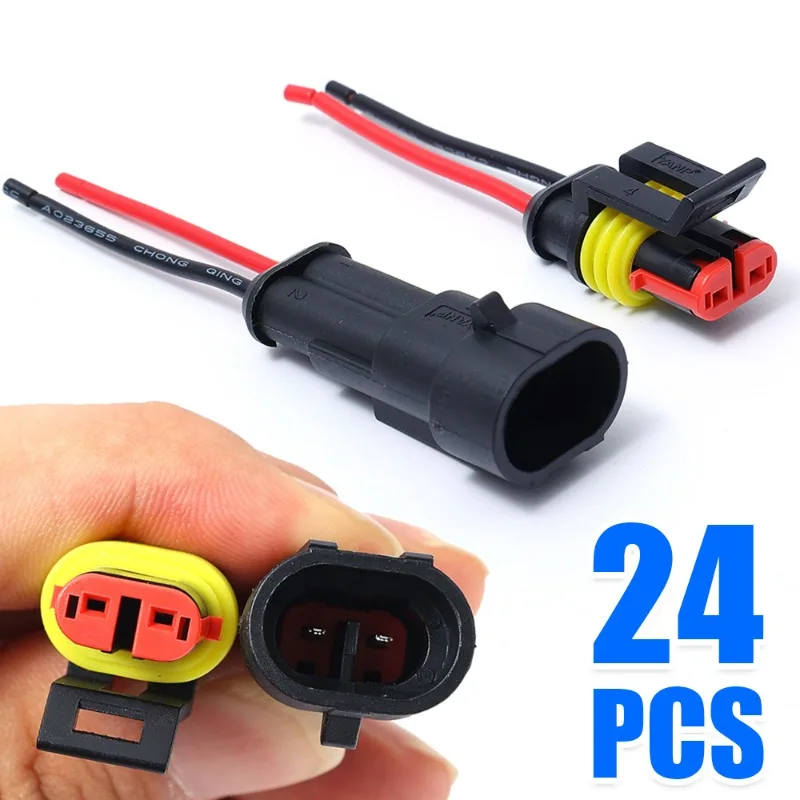 2P Car Waterproof Seal Electrical Connector Auto Motorcycle Marine Waterproof Male Female Electrical Connector Plugs with Wire