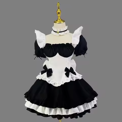 Anime Cosplay Lolita Maid Dress Black White Cute Maid Costumes Cafe Waitress Maid Cosplay Outfits Woman Girls Party Fancy Dress
