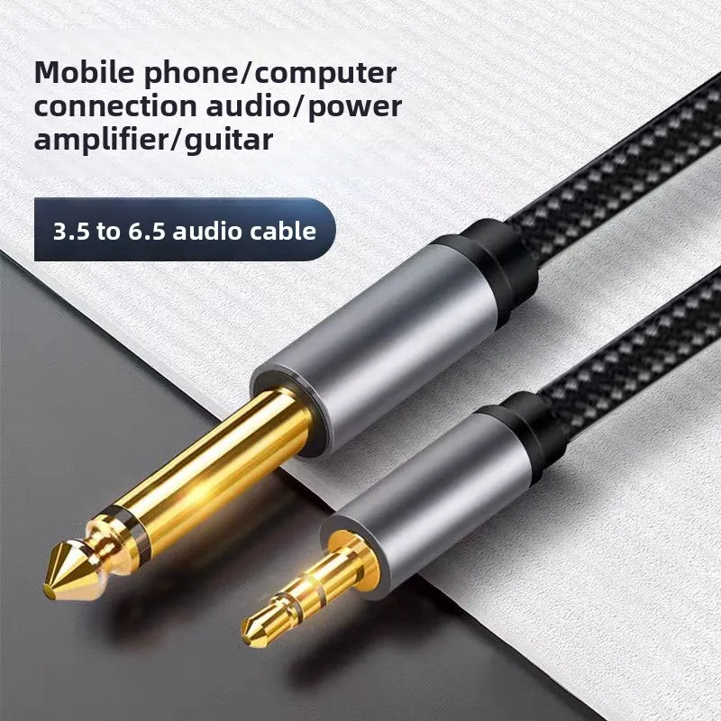 Cable TRS de 3,5mm a doble 6,5mm AUX macho Mono 6,5 Jack a estéreo 3,5 Jack Cable de Audio para amplificador mezclador adaptador de 6,35mm