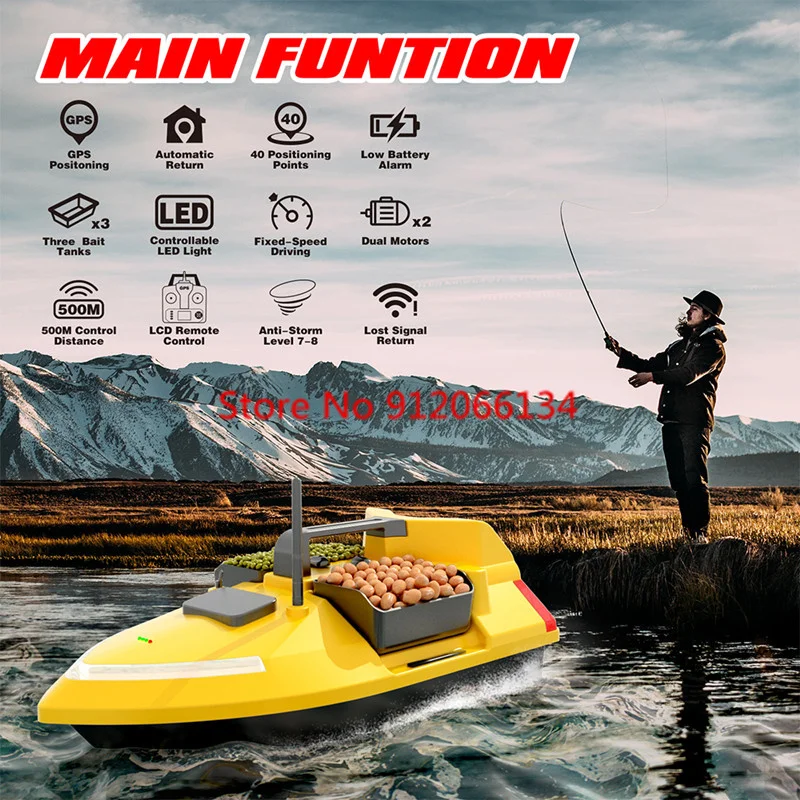 40GPS BeiDou Positioning Auto Return 500M Remote Control RC Sonar Bait Boat 2KG Load 3Hopper Fixed-Speed Driving RC Fishing Boat