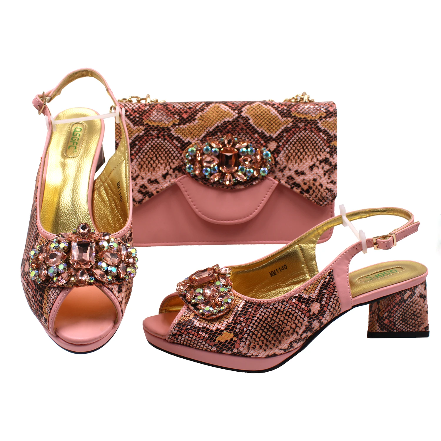 

Новая итальянская женская обувь розового цвета для взрослых, одинаковый комплект сумок с блестящими кристаллами на тонком каблуке для садовой вечеринки
