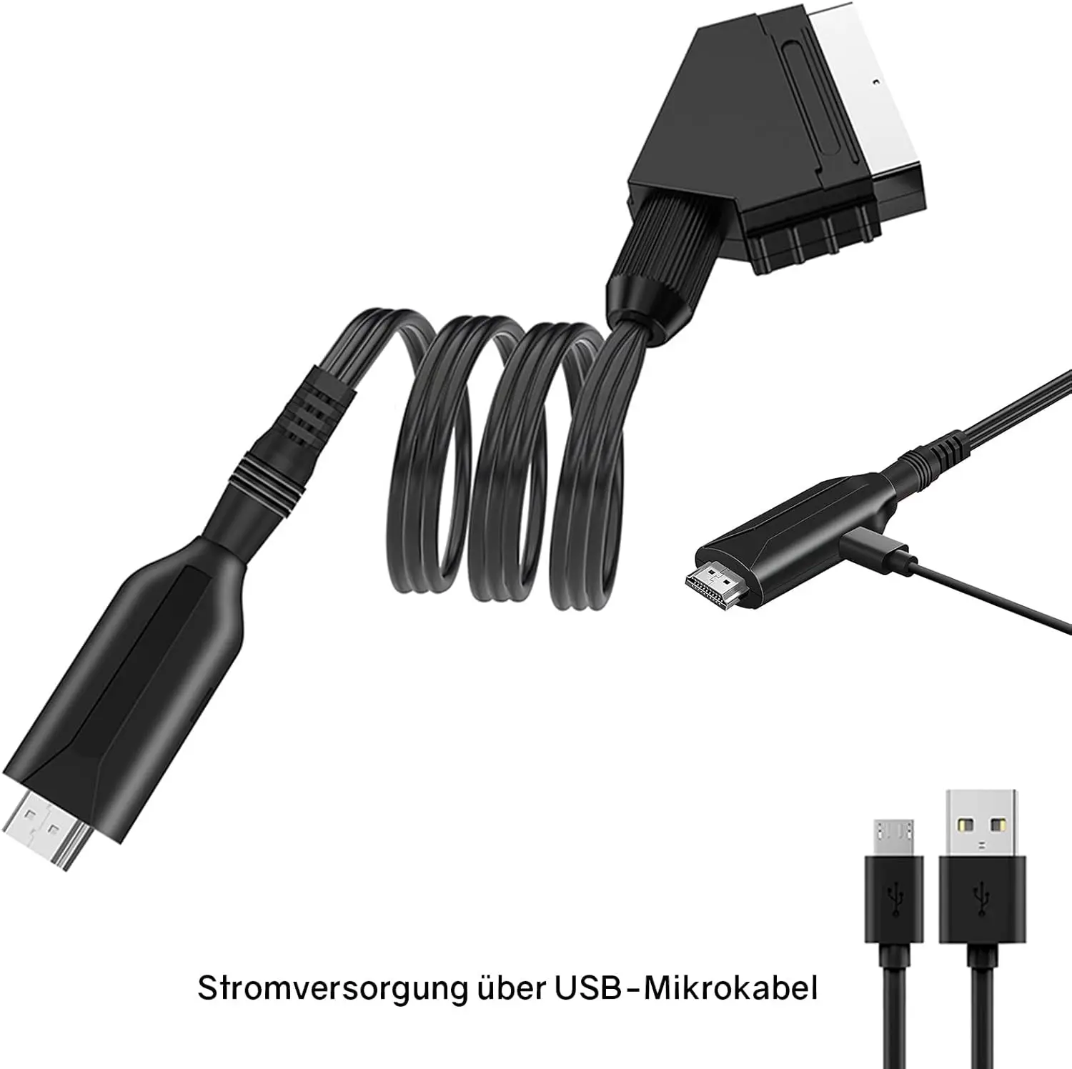 Scart to HDMI-Compatible Adapter Converter 1080P with Scart Input Cable HDMI Output Port for HDTV STB VHS Xbox PS3 DVD