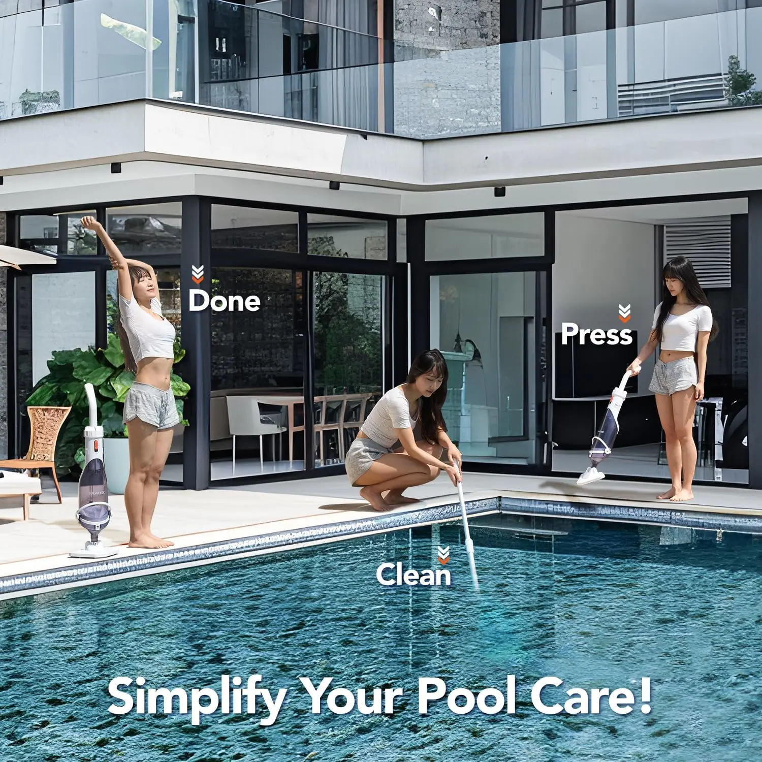 In-ground Pool with a Telescopic Pole, Handheld Pool Vacuum Pool  Cordless Rechargeable