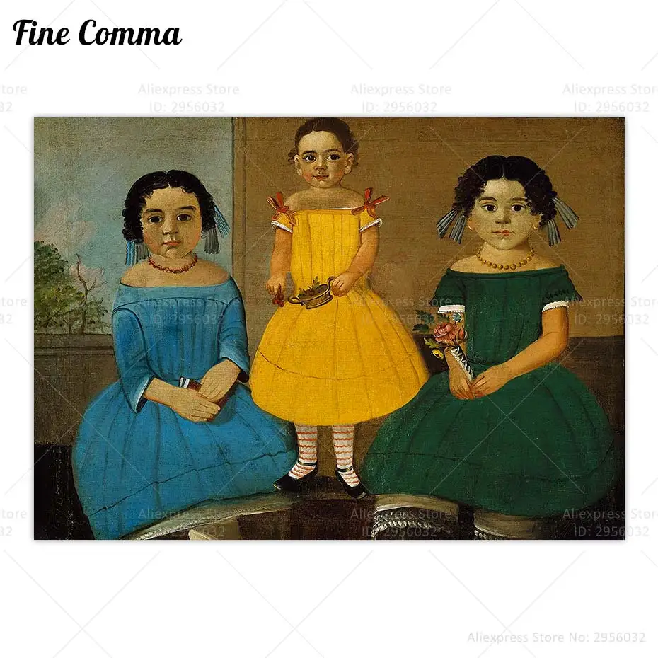 Three Sisters Copeland Family William Matthew Prior Vintage Poster African American Black Girl Child Wall Art Canvas Print Decor