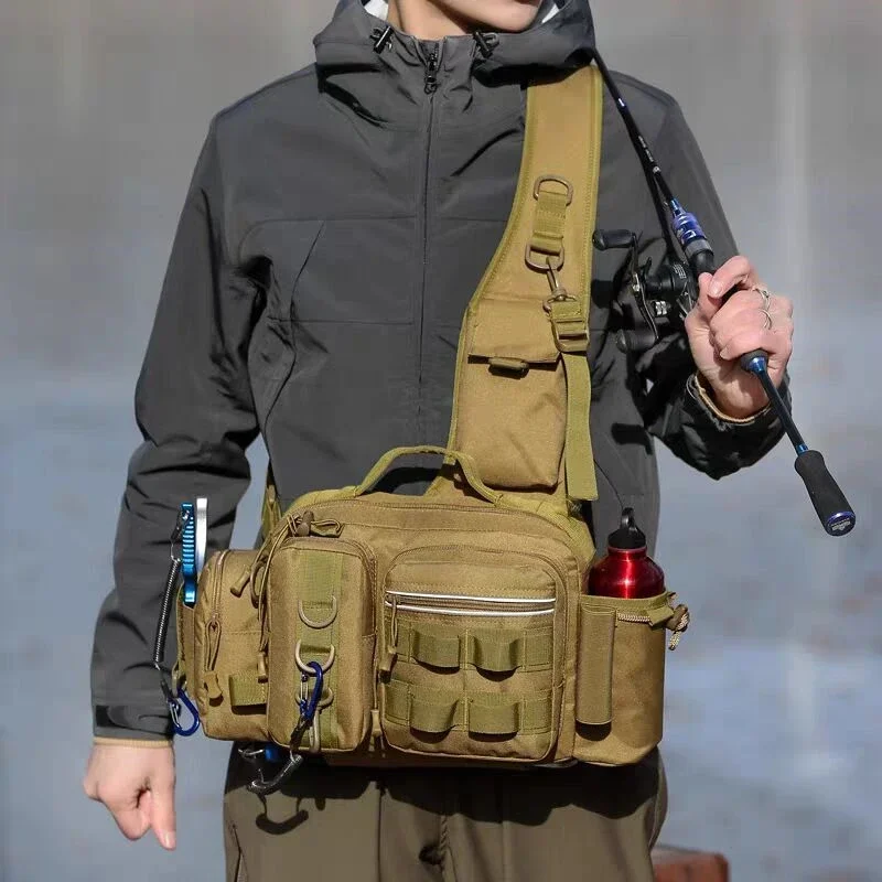 

Fishing Tackle Bag Fly Fishing Backpack Chest Sling Portable Shoulder Fanny Waist Pack for Men Fishing Rod Lure Box Camping Bag