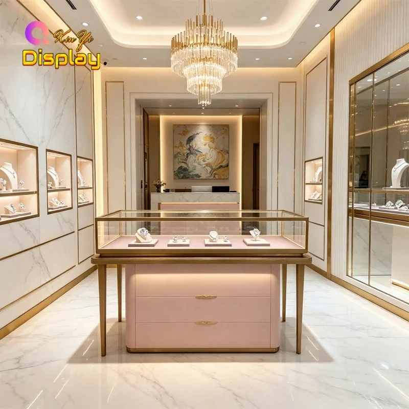 custom.Modern Stainless Steel Jewelry Cabinet Velvet Interior LED Lighting Eco-Friendly Heavy Duty Design Customizable XI