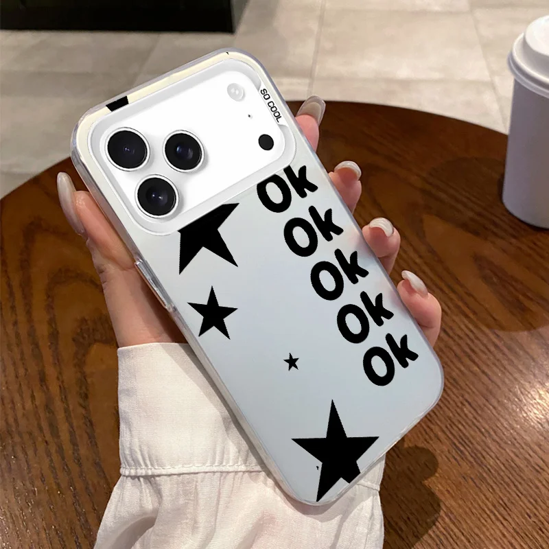 Ok pattern phone case is suitable for iPhone 17 16 15 14 13 12 11 Pro/ Max/Plus anti-fall and shockproof rear cover