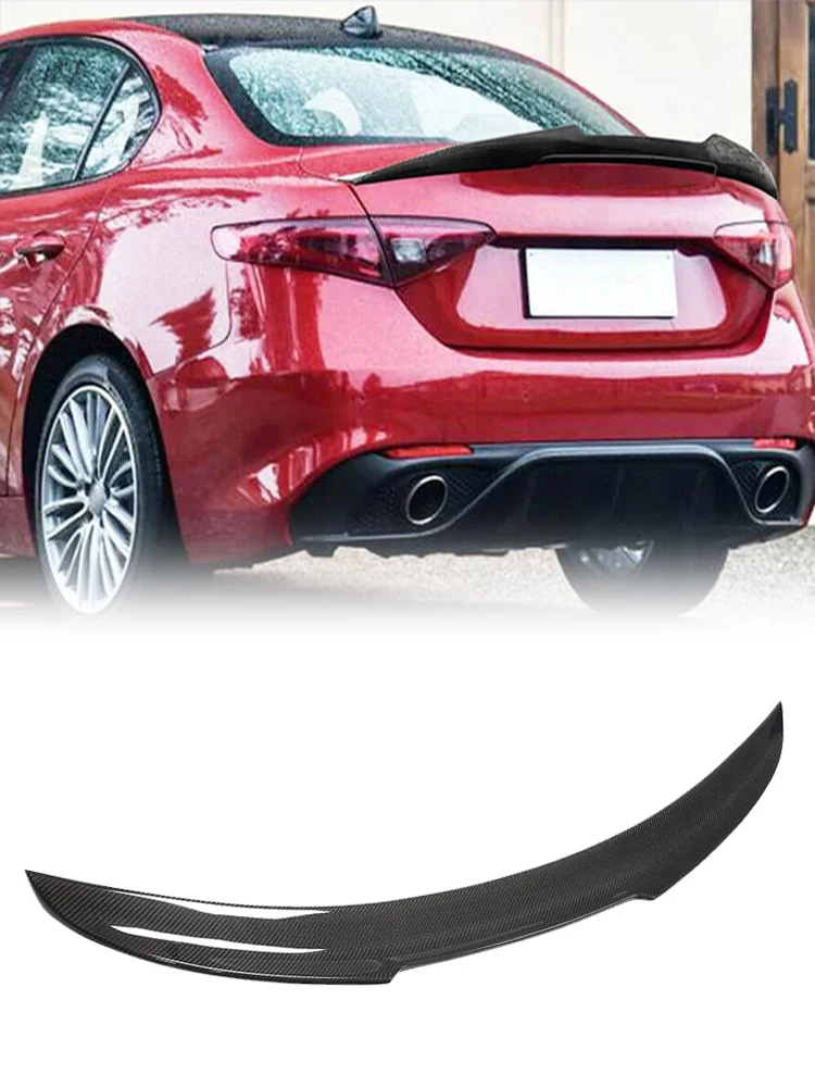 Koolstofvezel Kofferbak Spoiler Vleugels voor Alfa Romeo Giulia Sedan 4-Deur 2015-2017 Auto Racing achterspoiler Boot Wing Lip - afbeelding 2