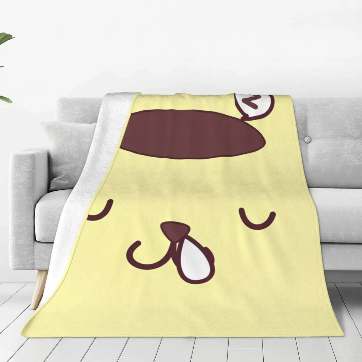 

Kawaii Pom Pom Purin Cartoon Flannel Blanket Autumn Warm Soft Throw Blanket for Boy Girl Home Decor Bedspread Bed Cover