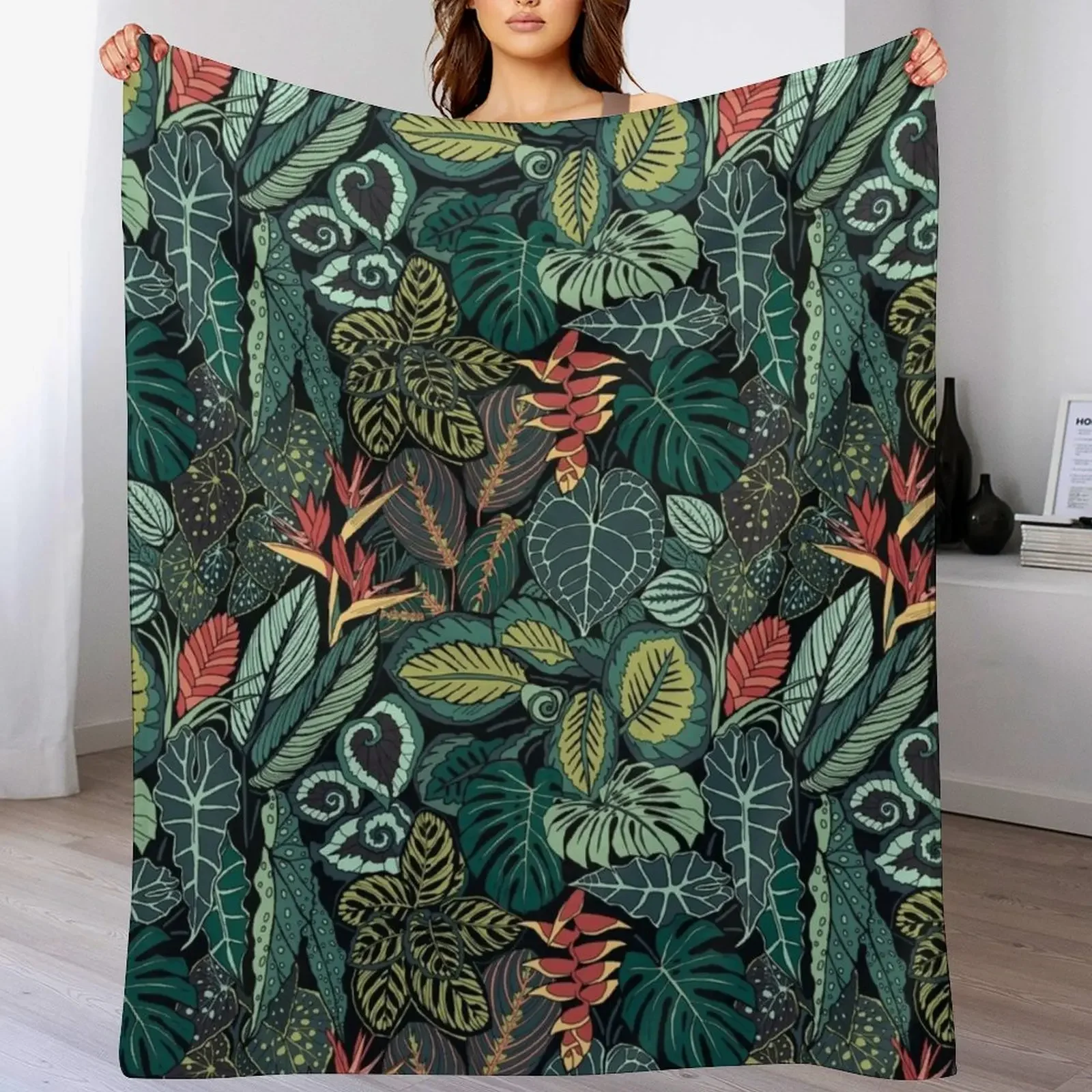 

Rainforest Leaves Throw Blanket Soft Cozy Blanket for Pet Kids Adults