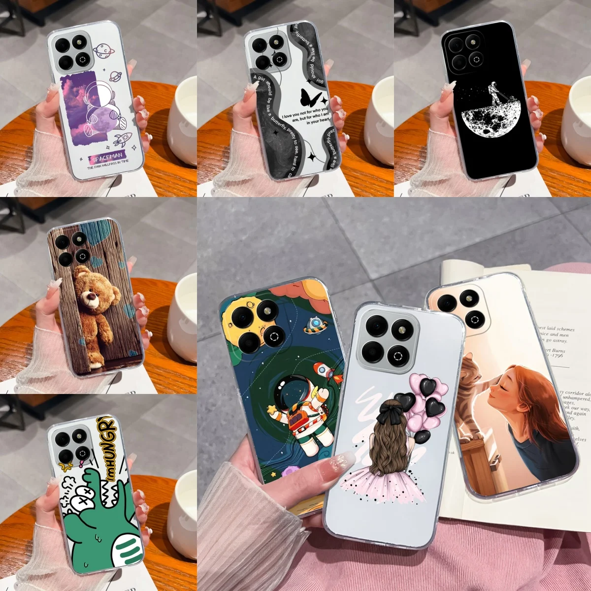 For Huawei Honor X6B Case Cute Astronaut Crocodile Transparent Antifouling Protective Anti-drop Soft Cover For honor x6b Funda