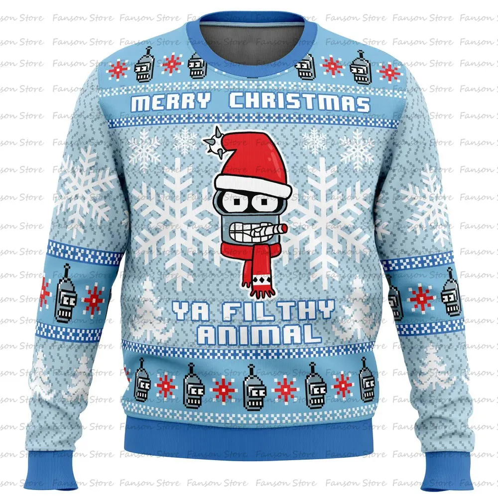 Pull de dessin animé de Fa-La-La Futurama pour hommes et femmes, pull de Noël, sweat à capuche de couple, mode Y, nouveau