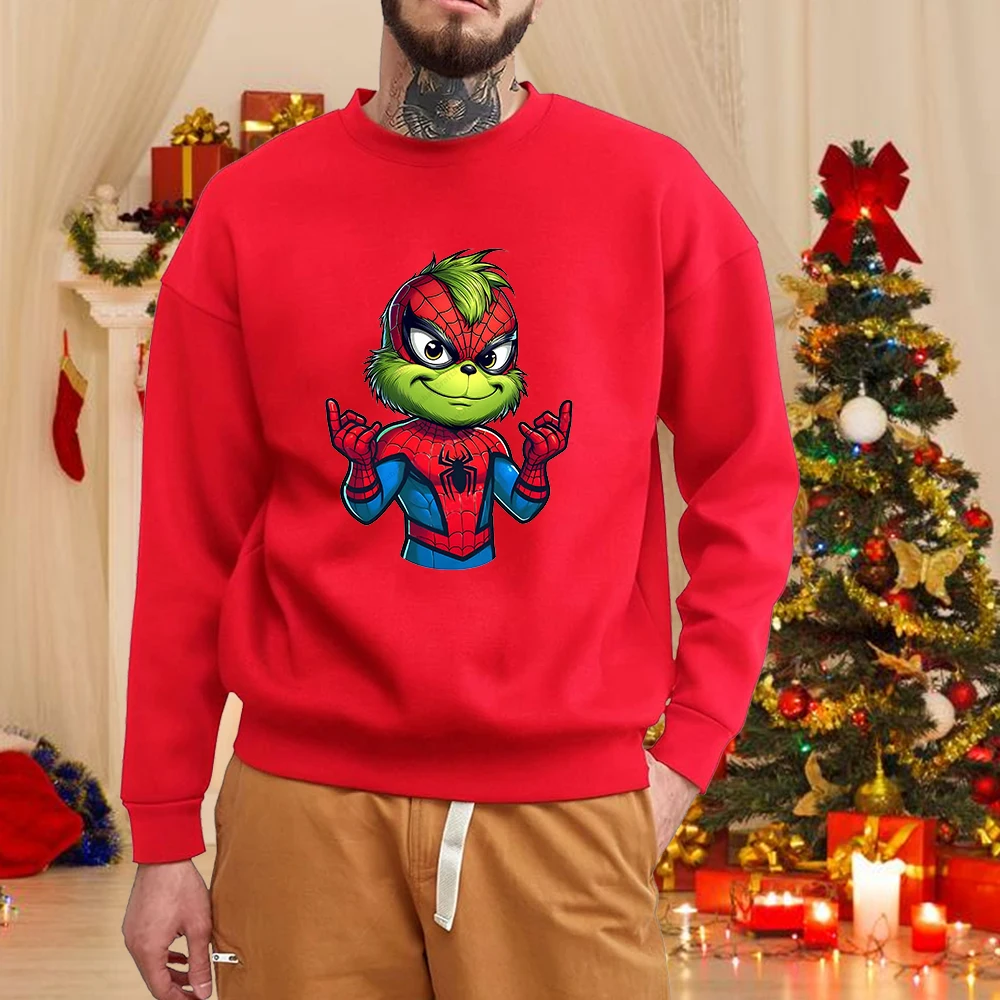 

Новый мужской рождественский свитшот супергероя, забавный мужской рождественский костюм с длинными рукавами и круглым вырезом, пуловер