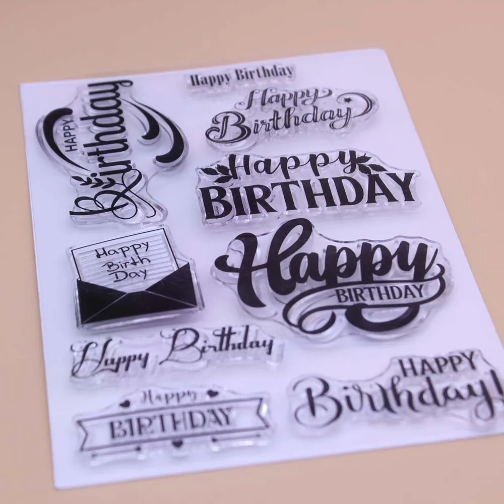 Alinacutle CLEAR STAMPS Birthday Wishes Scrapbooking Handmade Card Album Paper Craft Rubber Transparent Silicon Stamp