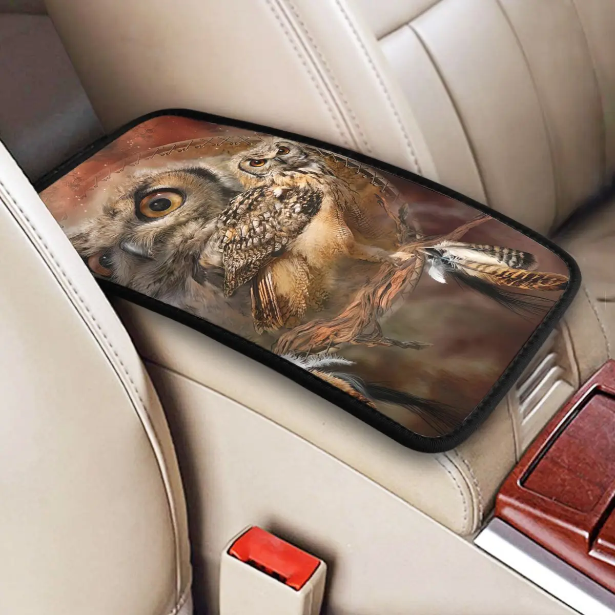 

Dream Catcher - Spirit Of The Owl Car Accessories Car Handrail Box Cushion Custom Print Non-slip Car Armrest Cover