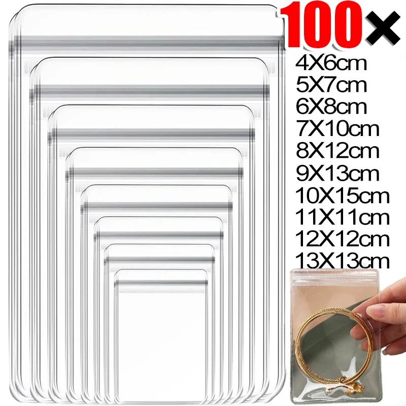 

Transparent PVC Jewelry Pouches for Earring Necklace Anti-Oxidation Zip Storage Bag Anti-Oxidation Self Sealing Packaging Bags
