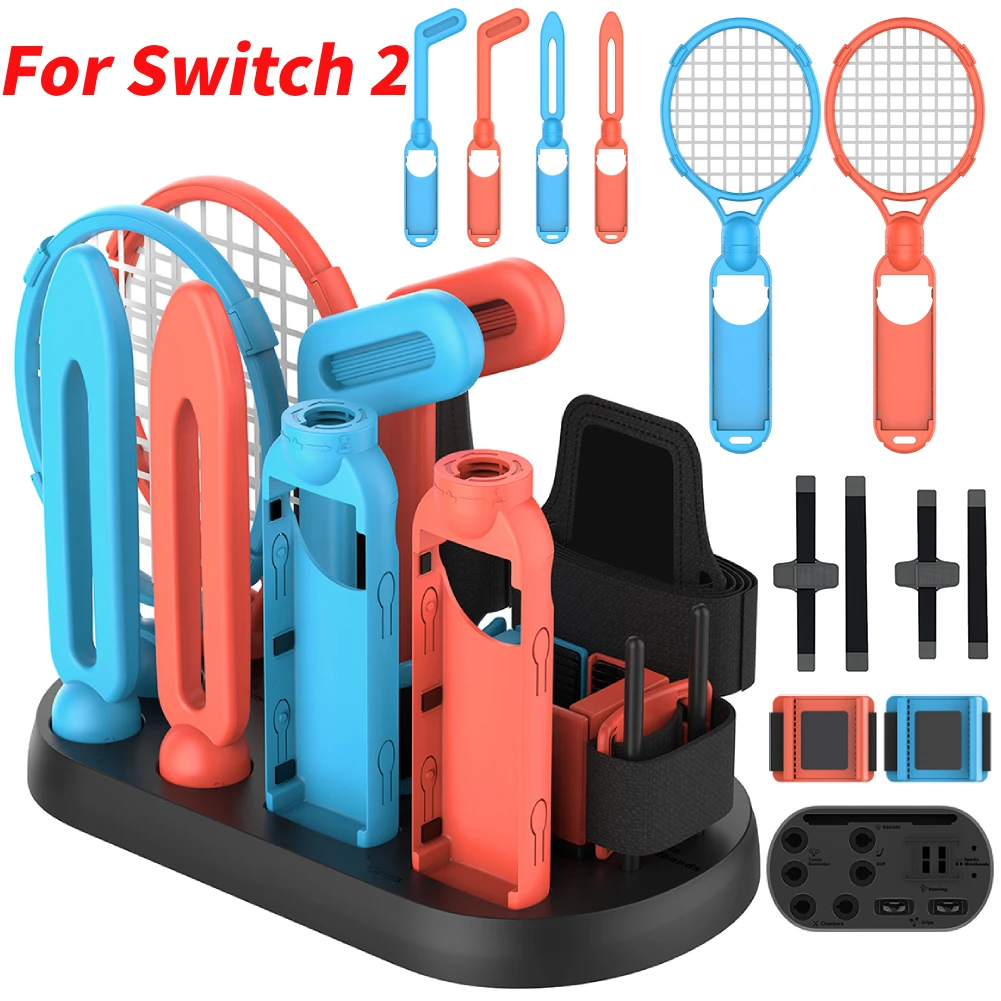 

All In One for Switch 2 Sport Game Accessories Kit Family Party Pack with Golf Club Tennis Racket Sword Wrist Strap for Switch 2
