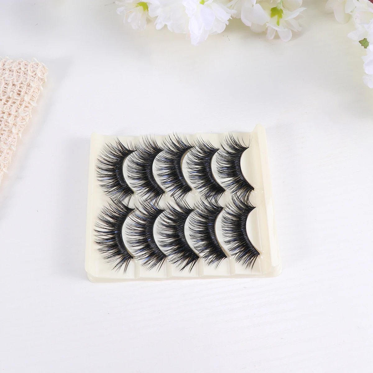 

5Pairs False Eyelashes High-Grade Fiber Long Thick Natural Artificial Lashes Easy Stick Remove for Women Makeup