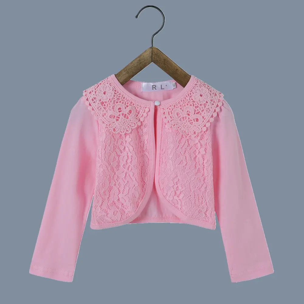 Girls Outerwear Children Cardigan Sweater 100% Cotton White Girls Coat For 1 2 3 4 6 8 10 12 Years Girls Clothes RKC175001