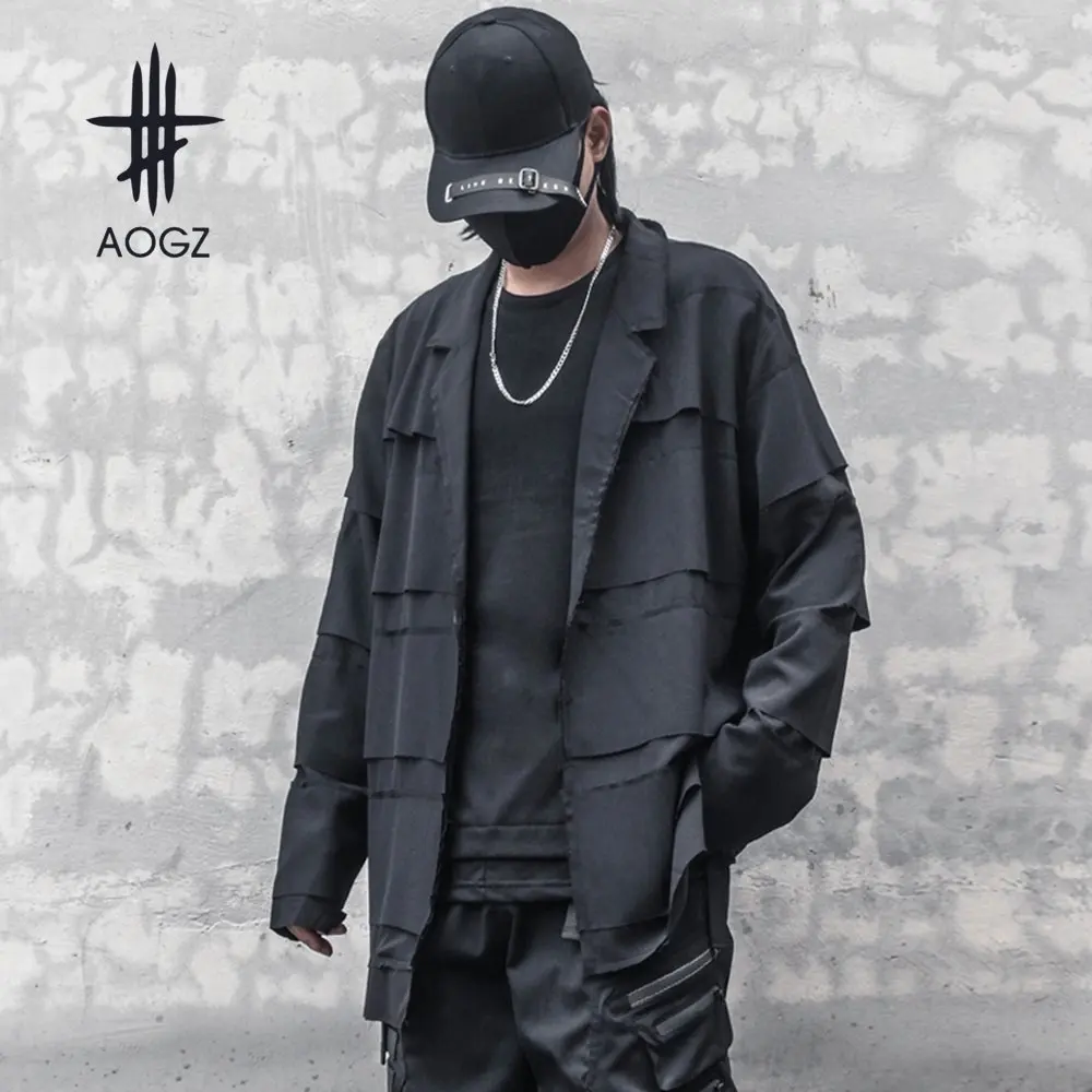 

AOGZ Techwear Tactical Jacket Men Jacket Coat Casual Loose Lapel Collar Blazer Draped Outwear Punk High Streetwear Autumn Tops