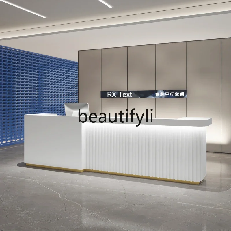 

zzqModern Minimalist Company Front Desk Reception Desk Painted Office Bar Counter Clothing Store Hotel Cashier Counter
