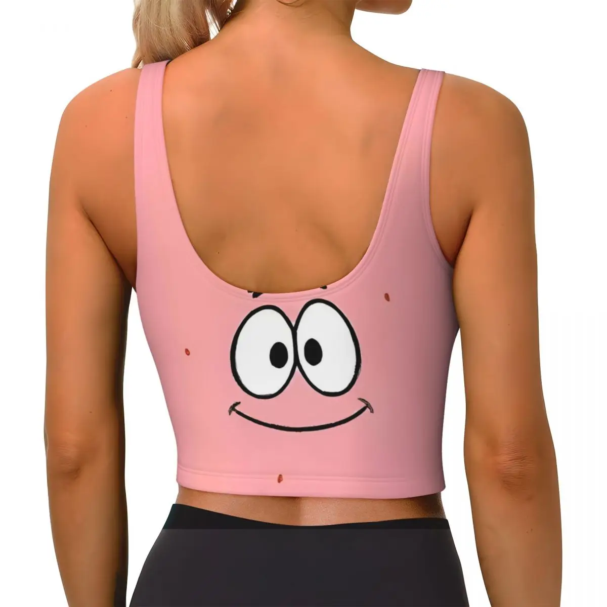 SpongeBobed Anime Cartoon Sports Bra For Woman Padded Strappy Medium Support Patrick Star Yoga Sport Bras With Removable Cups