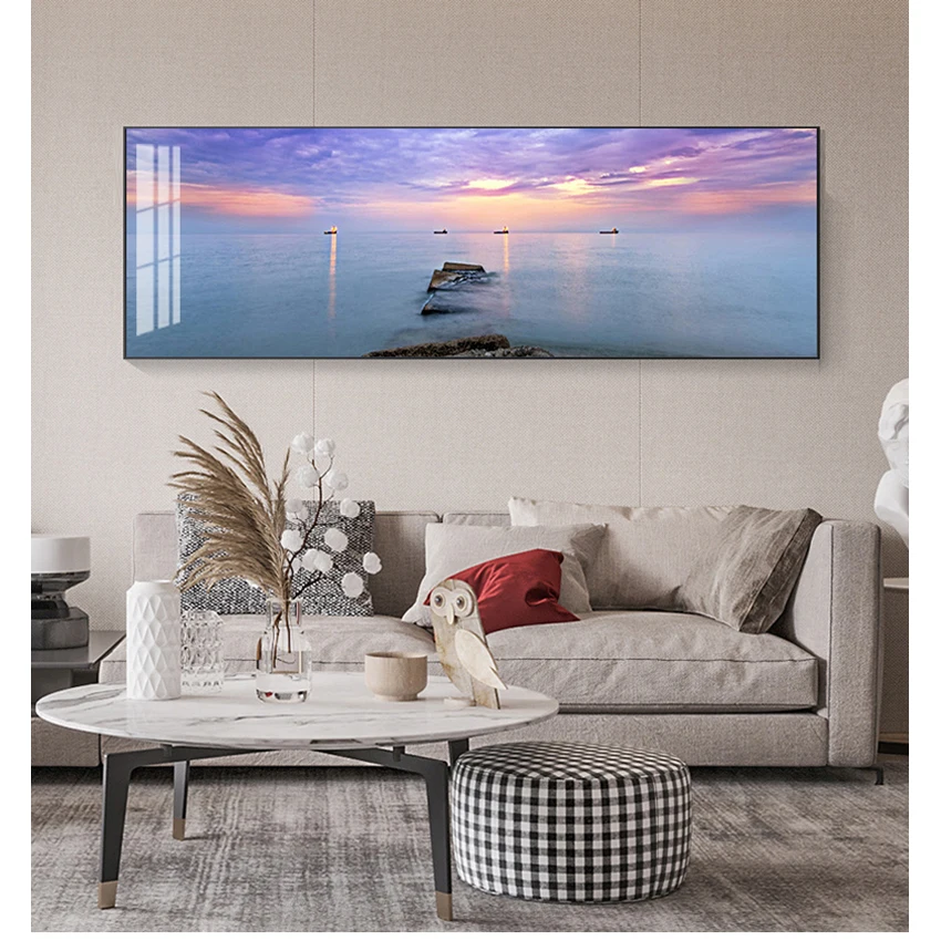 Panorama Scandinavian Wall Art Picture for Living Room Sunsets Natural Sea Beach Landscape Posters and Prints Canvas Painting