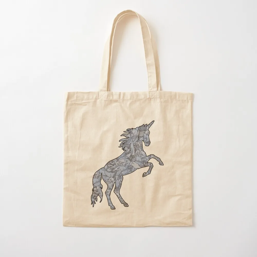 Blue Flower Unicorn Silhouette Tote Bag canvas tote bags cloth bags screen shopper women canvas