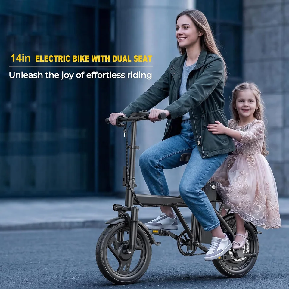 14'' Foldable Electric Bike 500W Motor 48V Battery 22MPH Max Speed 30Miles Long Range with Two Seats for Adult Mini E Bike image 10