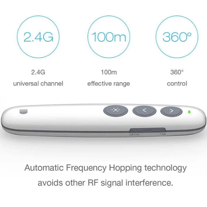 USB قابلة لإعادة الشحن لاسلكية ليزر ، قلم تحكم عن بعد مع مؤشر ليزر أحمر ، RF Pointer PPT Clicker