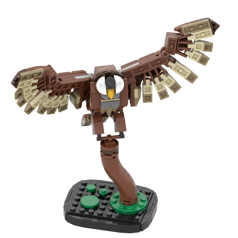 MOC-Blocos de Construção Estátua Animal, Modelo Coruja Tawny, Action Figure, Tijolos Montar Brinquedos, Criatividade Decorações de Quarto, Presente, Gobricks