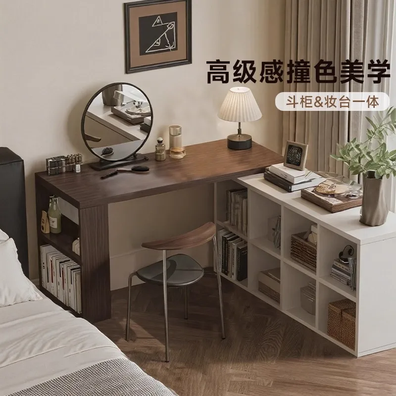 Solid wood corner desk dresser two-in-one adult home study table bookshelf integrated medieval L-shaped computer desk