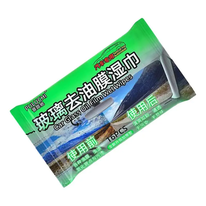 

Car Glass Oil Film Cleaner Powerful Windshield Cleaner Wipes 16PCS Auto Window Glass Cleaner Mild Cleaner Wipes For Dirt