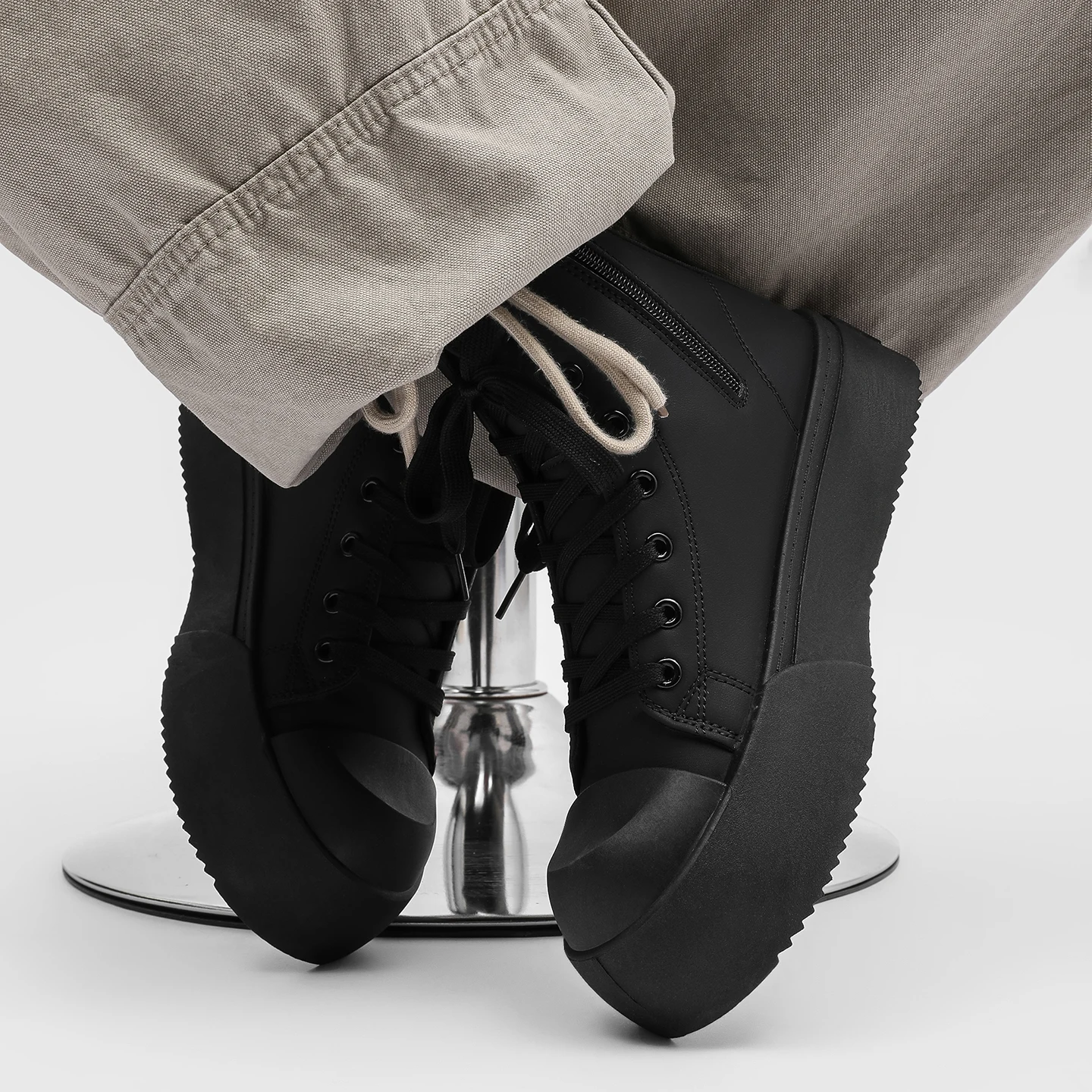 2026 Spring New Men's High-Top Platform Sneakers | All-Season Trendy Round Toe | Versatile Casual Athletic Shoes