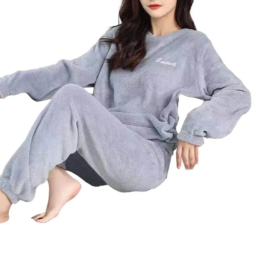 Plush Women Sleepwear Pyjama Two Pieces Set Women Sleepwear Autumn Winter Home Suits Pajamas Lounge Top Pants пижама женская 잠옷