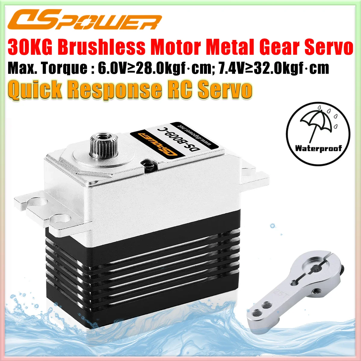 DSpower 30KG Metal Gear Brushless Motor Waterproof RC Servo for 1/8 1/10 RC Drift Crawler Car HV Servo Robot Arm Wltoys Traxxas