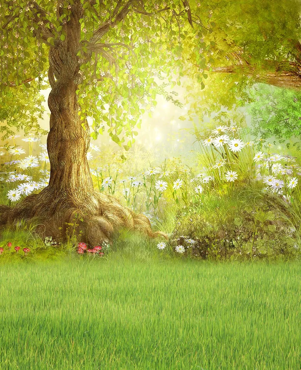 Spring Easter Backdrop Sunny Day Meadow Flowers Colorful Eggs Photography Background for Kids Children Baby Shower Party