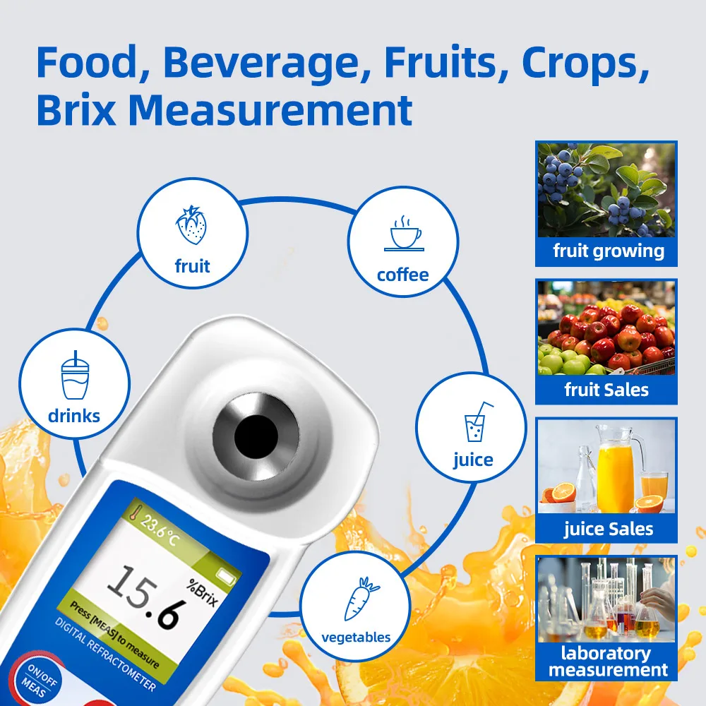 New Rango 0-35% Brix Tester Digital Brix Refractometer for Sugar Content Test Brix Meter for Sugary Drink Beverage Fruit Juice