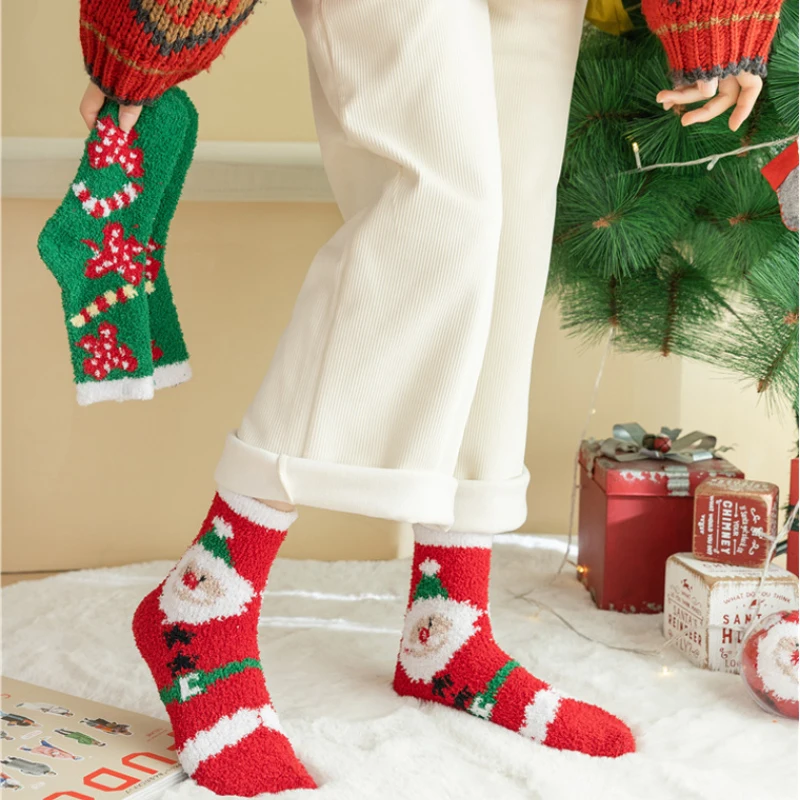 

5-парный комплект женских носков Pulsh, зимние рождественские милые носки-тапочки с героями мультфильмов Kawaii, утолщенные теплые удобные носки из кораллового флиса