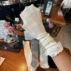 Women's Summer Spring Cotton Cute Lolita White Black Sexy Lace Stocking Sweet Style Medias Kawaii Socks Girls Gift  Frilly Socks