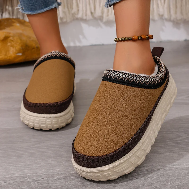 

Snow Boots Autumn Winter New Home Women's Slippers Fleece Lined Thickened Cotton Shoes Indoor Warm Plush Thick Sole Slippers